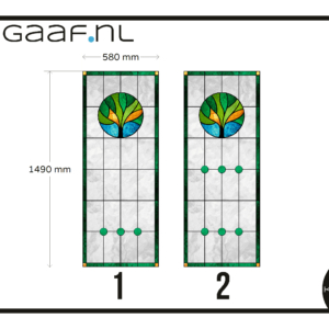 Glas in lood raamfolie op maat boom groen 1x raamsticker raam deur