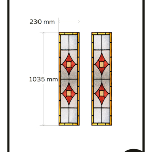 Raamfolie folie glas in lood op maat raam ramen smal 2x 14G geel rood klassiek