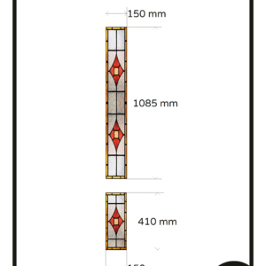 Raamfolie smal raam deur glas in lood 14G 2x geel rood ruit op maat folie