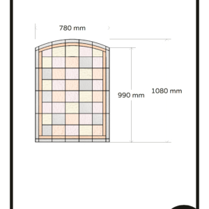 Raamfolie glas in lood op maat met boog aan bovenzijde 1x folie zachte kleuren