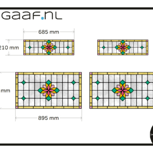 Glas in lood raamfolie folie op maat bloem ruit 4x GZ 194G groen aangepast