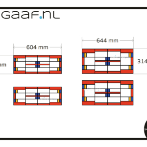 Glas in lood eigen ontwerp raamfolie op maat 4x rood blauw geel bovenlichten erker