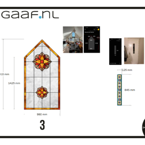 Glas in lood raamfolies raam op maat 2x folie bloem raam met punt smal raam deur 2
