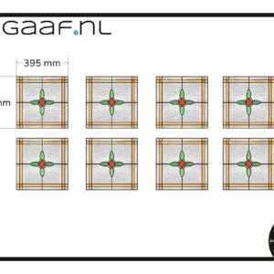 Glas in lood raam raamfolie op maat bovenlicht eigen ontwerp 8x GZ anti inkijk