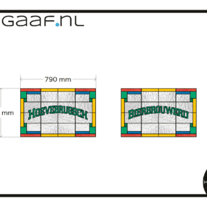 Folie glas in lood raamfolie met eigen logo tekst op maat 2x GZ decoratief anti inkijk