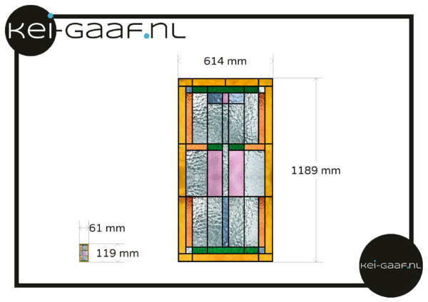 Glas in lood geel oranje groen lila raamfolie 17G aangepast in afmeting BS 12159