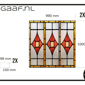 Glas in lood geel rood raamfolie raamsticker folie 2x GZ afmeting aangepast