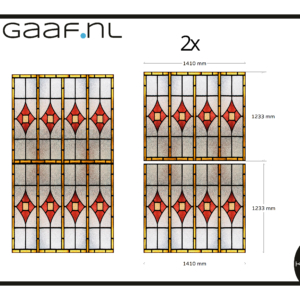 Glasfolie raamfolie glas in lood op maat geel rood 4x privacy folie extra kosten