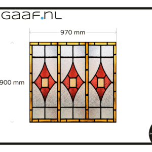 Glas in lood plakfolie glasfolie raamfolie klassiek geel rood 1x GZ op maat extra kosten