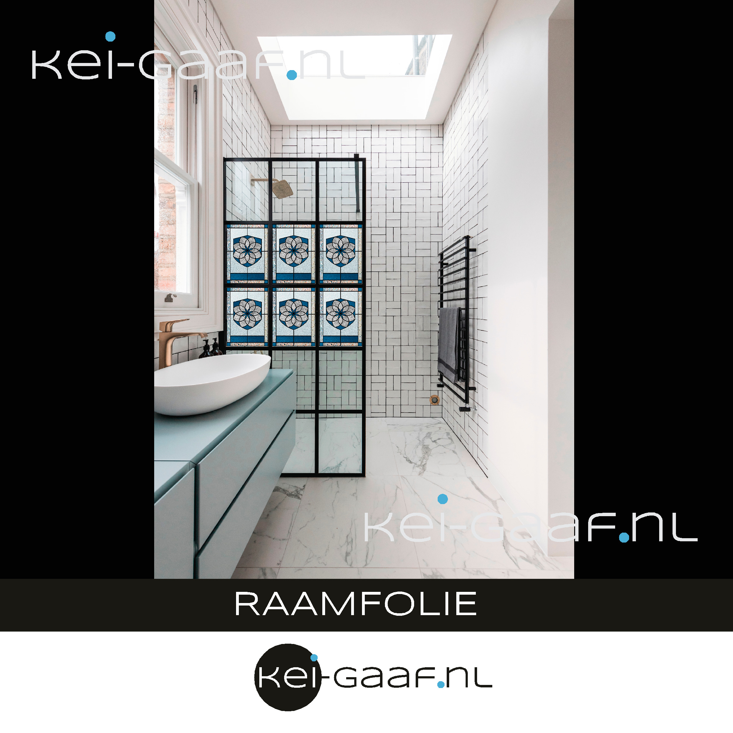 Badkamer glas in lood raamfolie