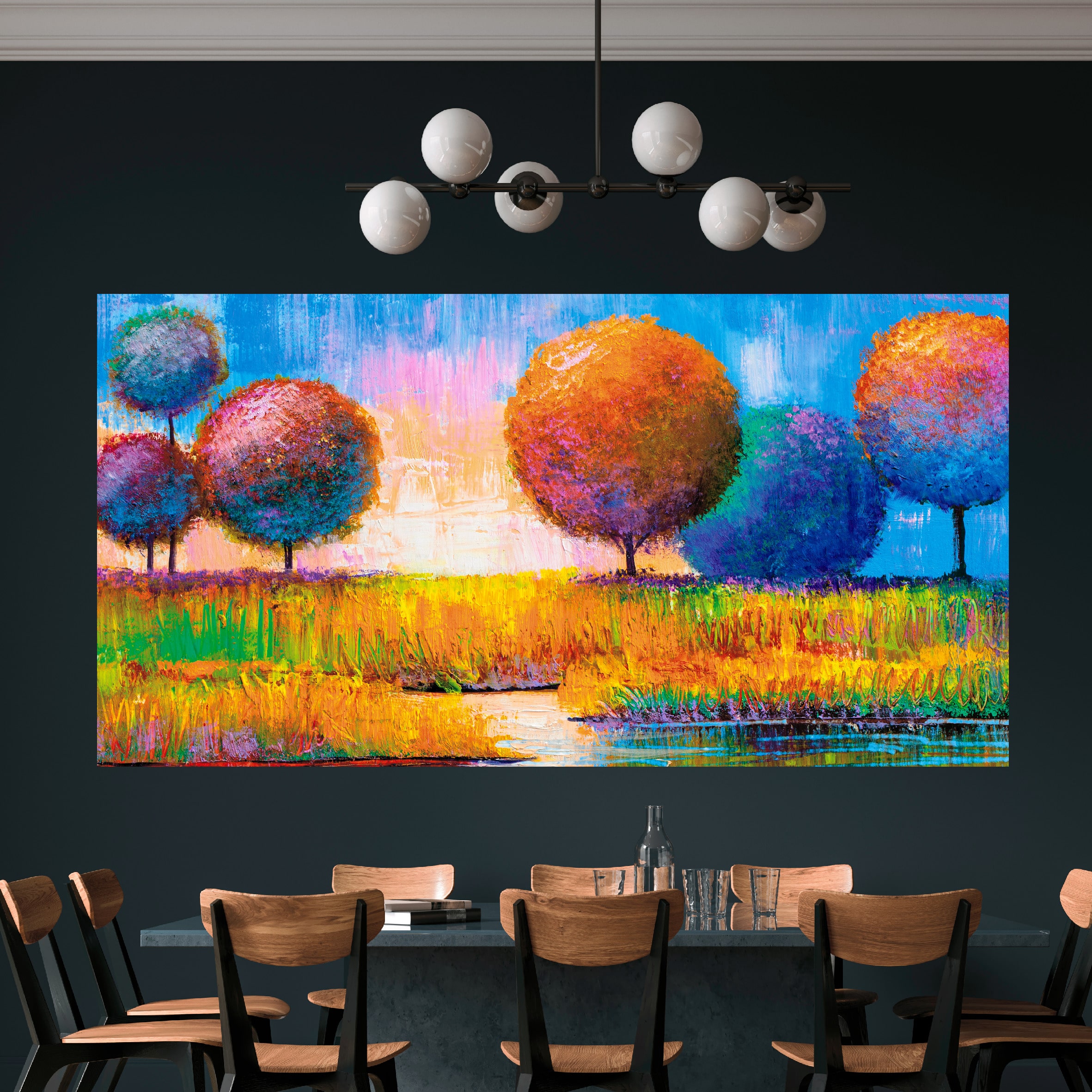 Karu Vlieger grijs Canvas schilderij doek geschilderd kunst bomen landschap - kei gaaf