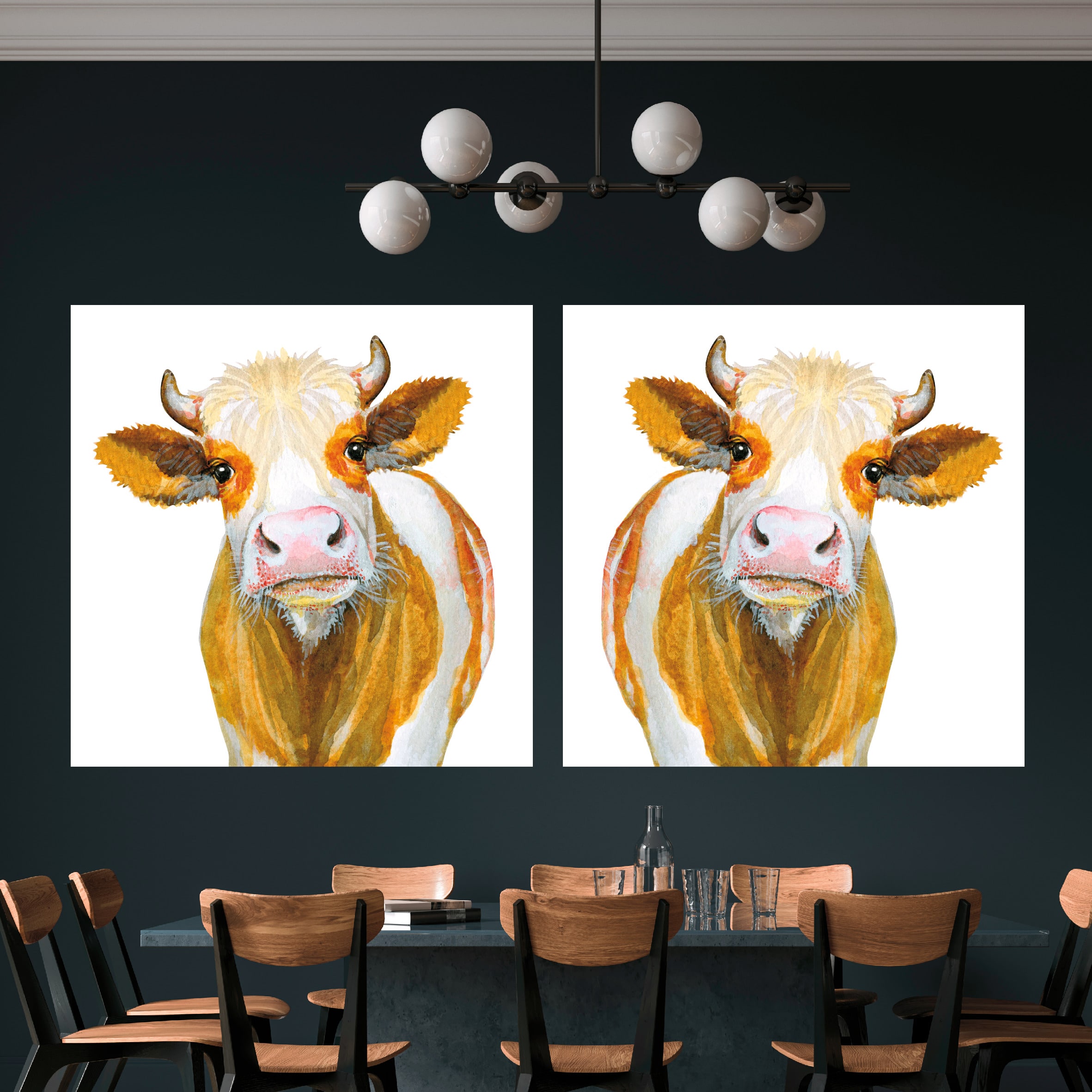Nieuw Canvas schilderij doek geschilderd kunst koe koeien - kei gaaf CZ-32