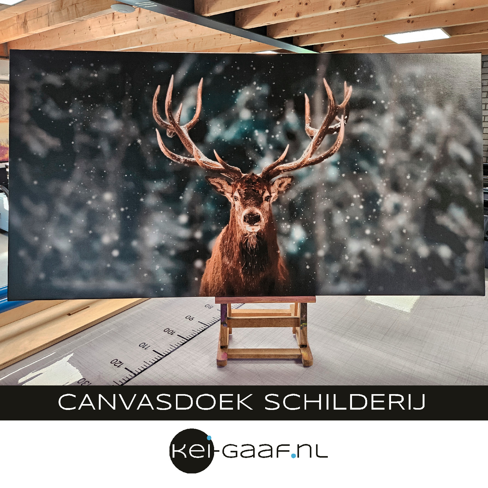 Canvasdoek schilderij hert vintage 
