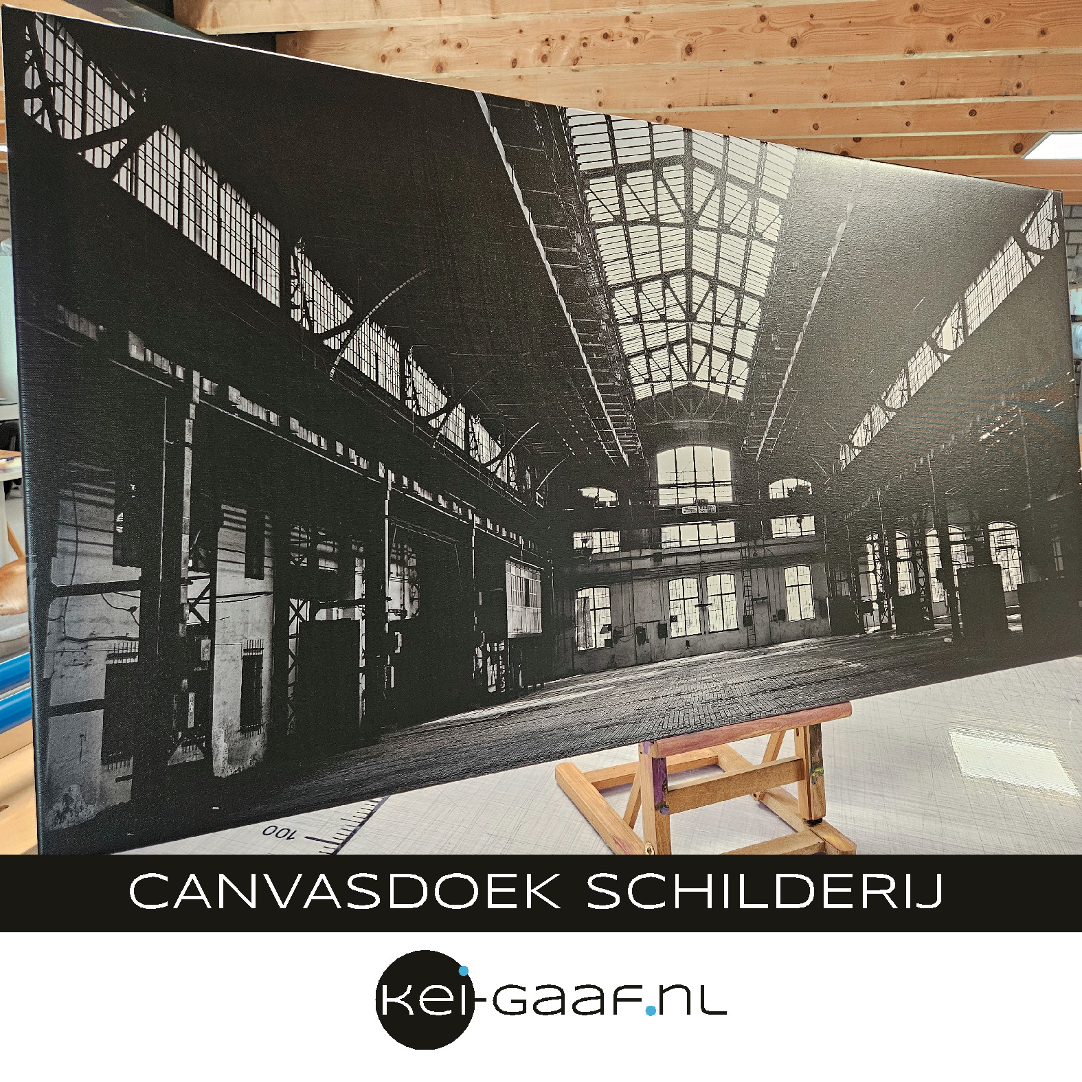 Canvasdoek industrieel zwart wit 