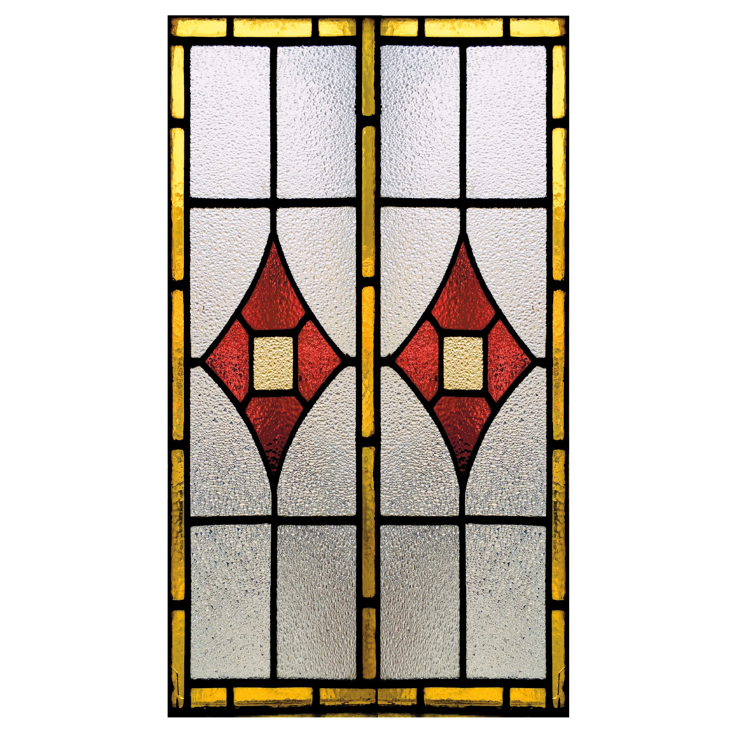 sleuf Scheiding Denken Glas in lood raamfolie op maat motief klassiek geel rood 14G - Kei-Gaaf