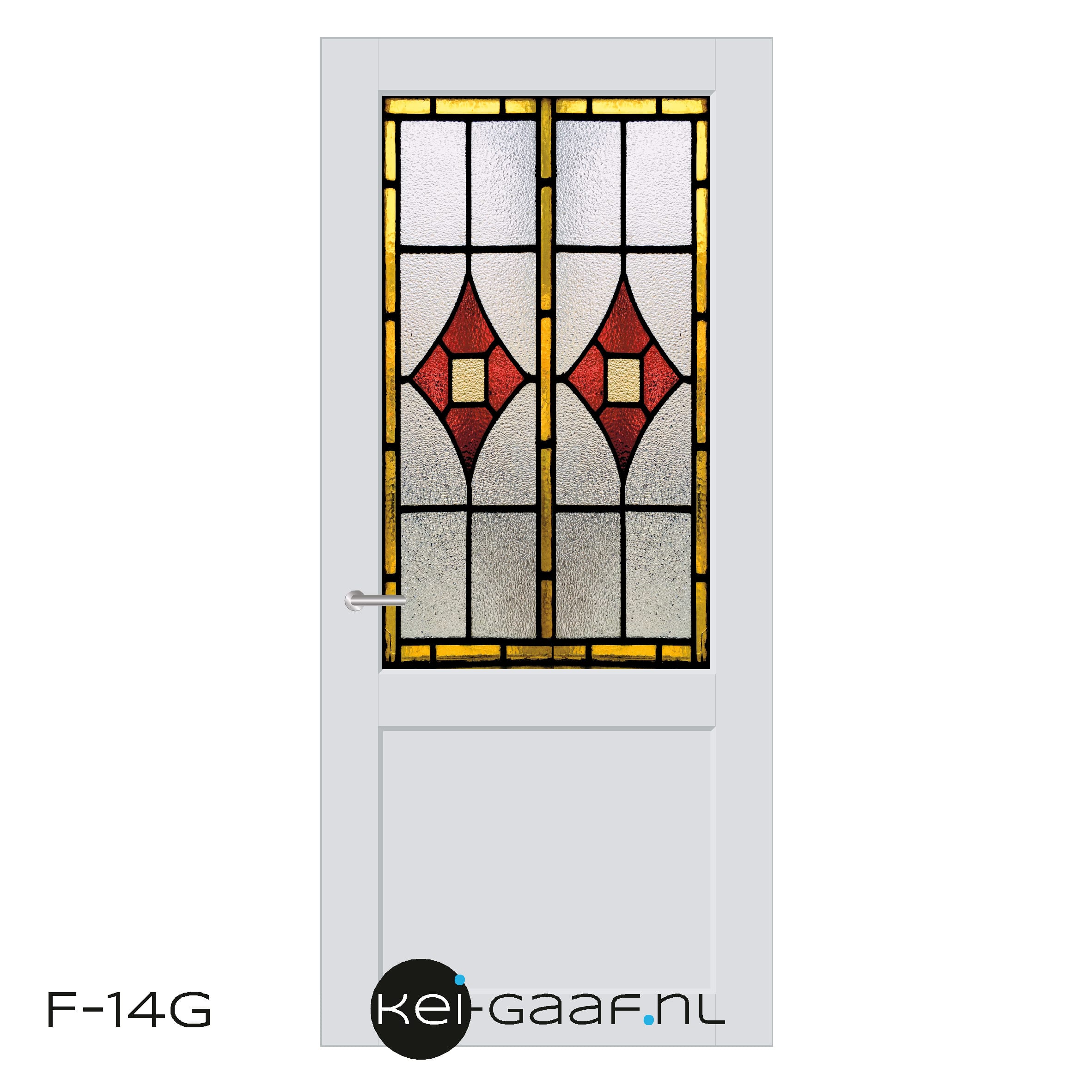 Glas in lood raamfolie maat motief klassiek rood - Kei-Gaaf