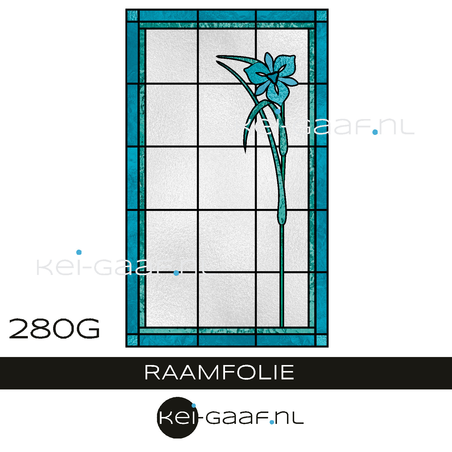 Glas-in-lood-art-nouveau-raamfolie-op-maat-blauw-bloem-groen-plakfolie-glasfolie-