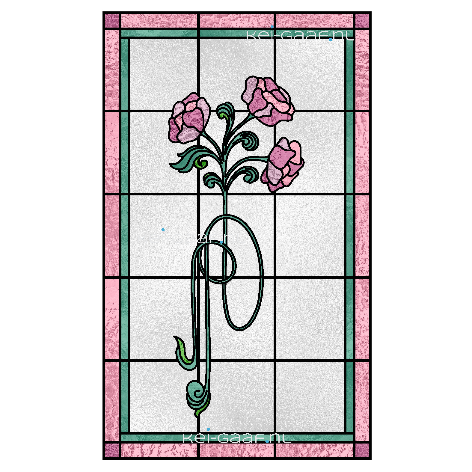Art nouveau glas in lood raamfolie raamsticker 277G
