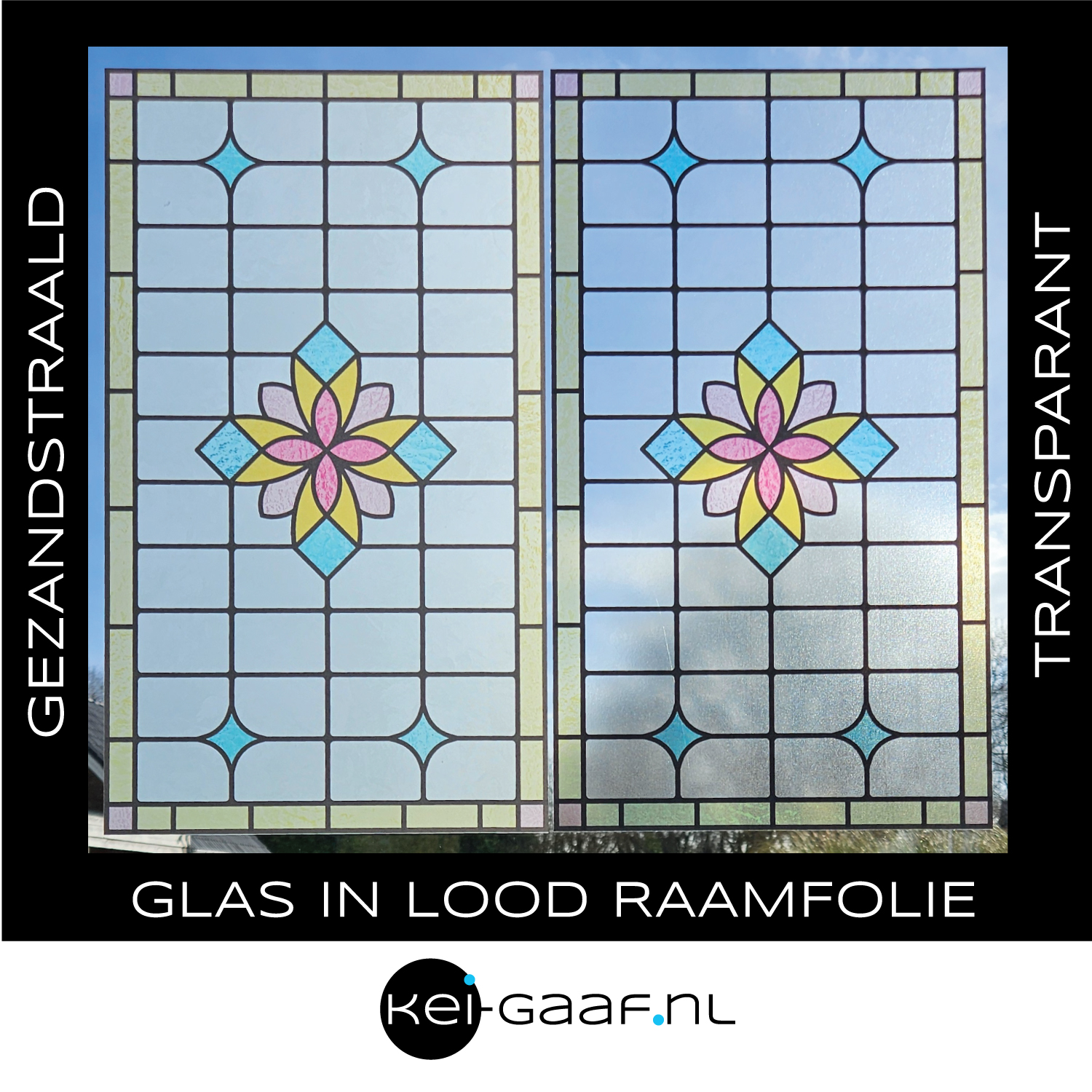 Raamfolie glas in lood op maat