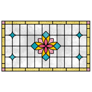 Glas in lood bloem geel blauw roze 194G deur raam plakfolie raamsticker
