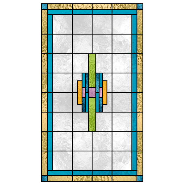 Glas in lood geel blauw groen strak 192G raamfolie