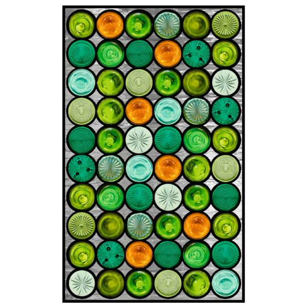 Glas in lood groen oranje flesbodems 138G raamfolie op maat