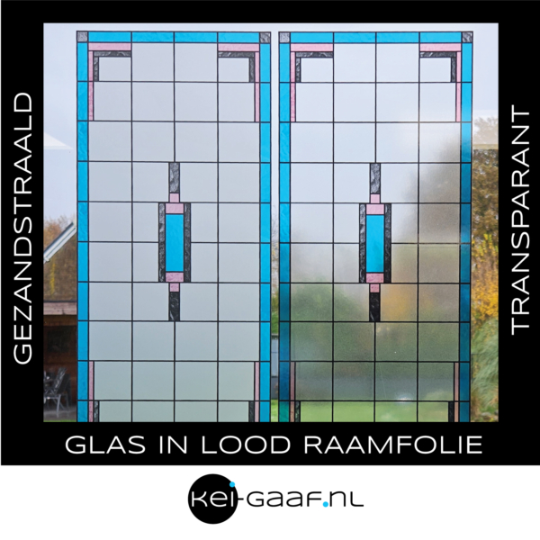 Glas in lood blauw roze raamfolie plakfolie folie
