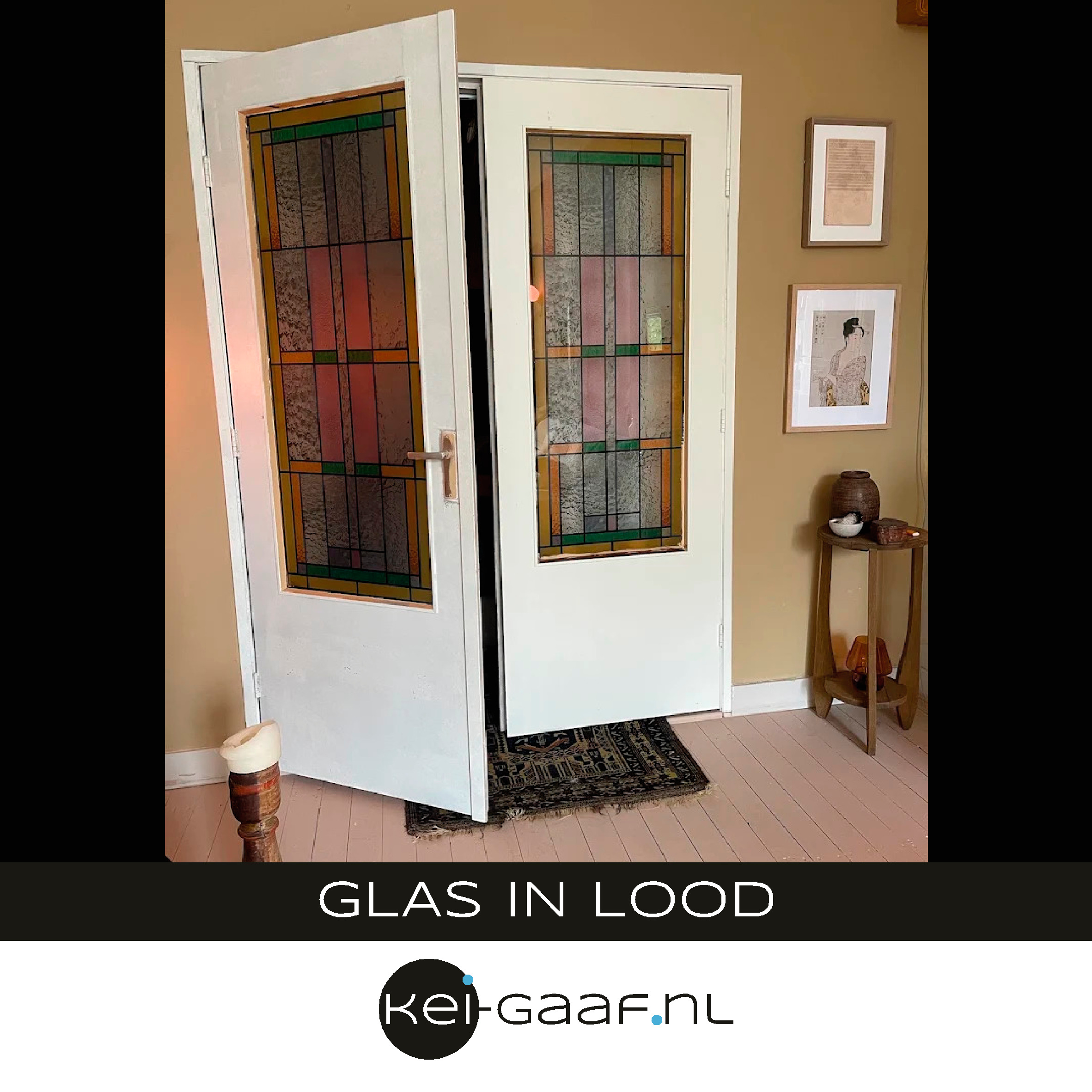 Glas in lood raamfolie jaren 30 dubbele deuren