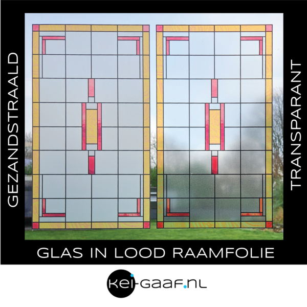 Geel rood glas in lood raamsticker raamfolie op maat deur ramen