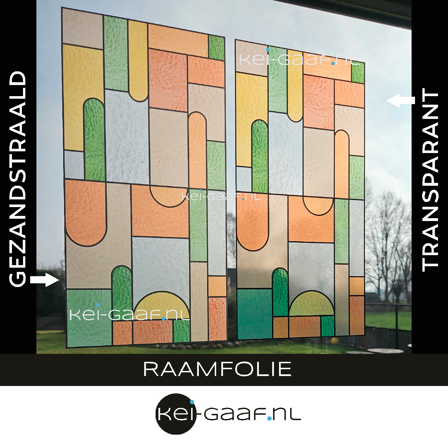 Glas in lood raamfolie op maat modern 