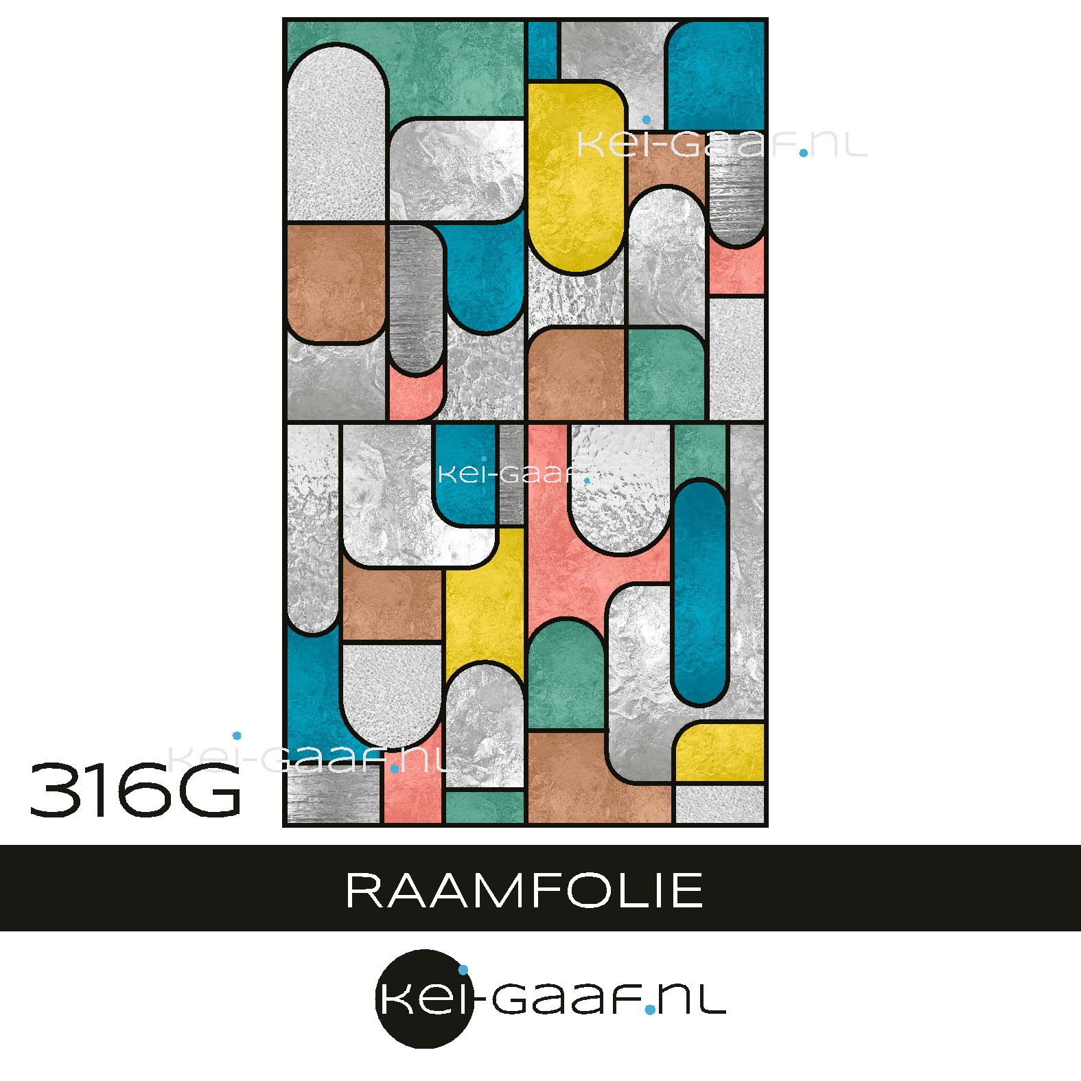 Glas in lood raamfolie op maat modern privacy folie 316G