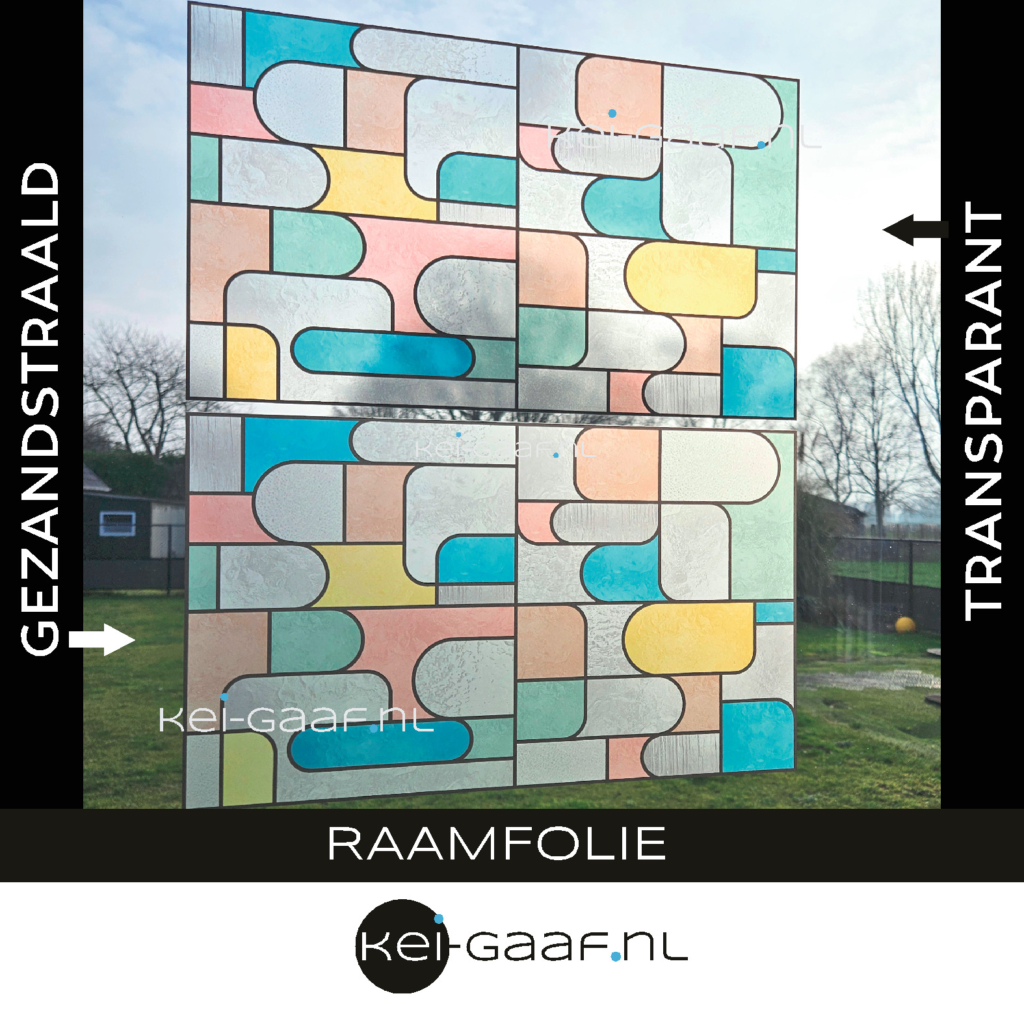 Glas in lood raamfolie op maat modern privacy folie 316G