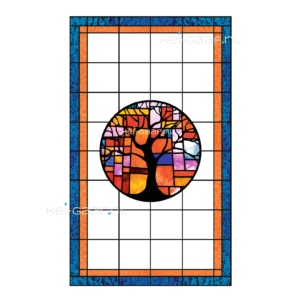 Glas in lood raamsticker raamfolie boom blauw oranje 348G