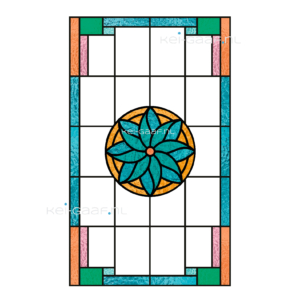Glas in lood raamsticker raamfolie modern bloem blauw geel 336G
