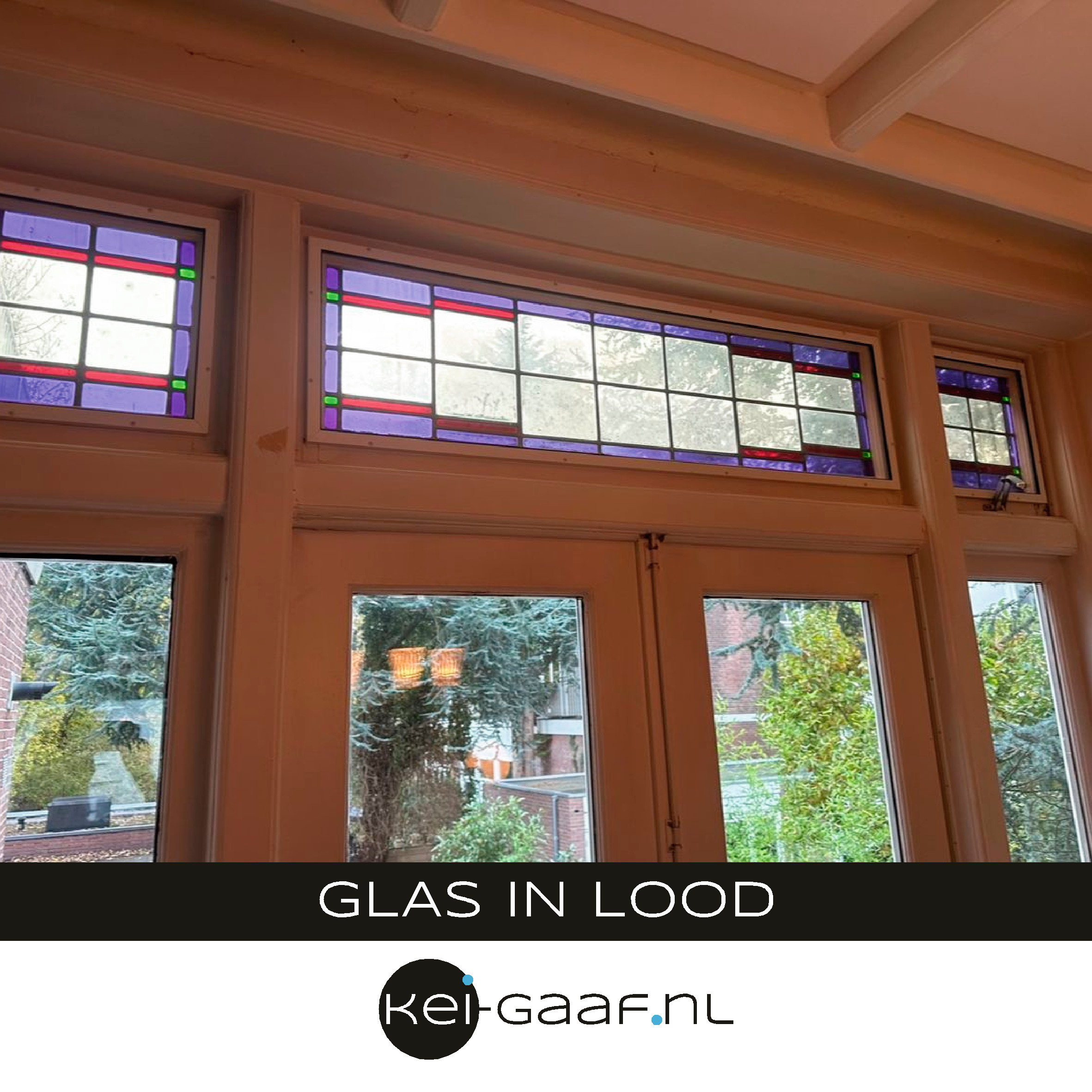Glas in lood ramen erker raamfolie