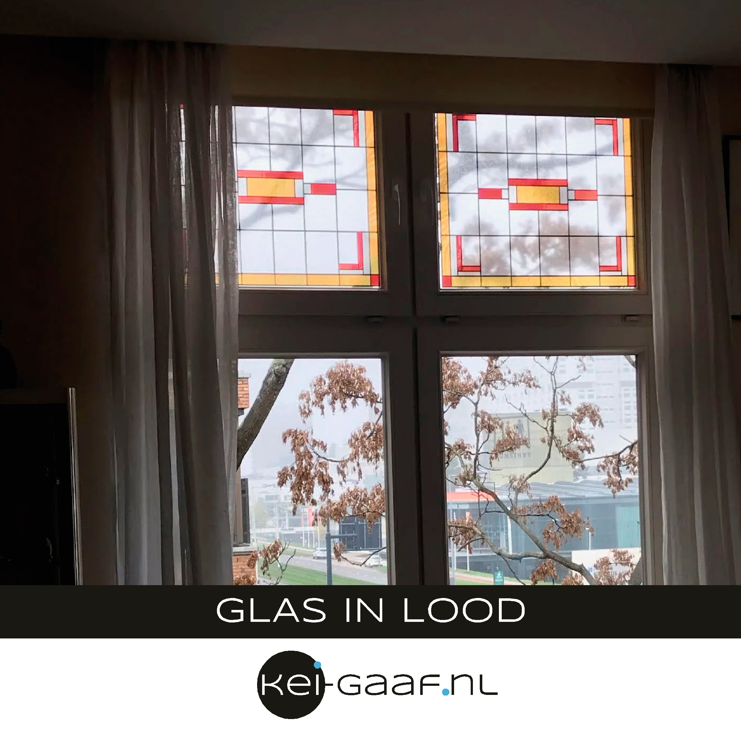 Glas in lood ramen erker raamfolie raamsticker folie bovenlichten