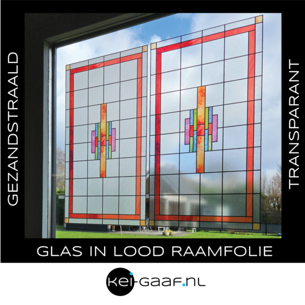 Rood groen roze geel glas in lood raamfolie folie raamsticker op maat