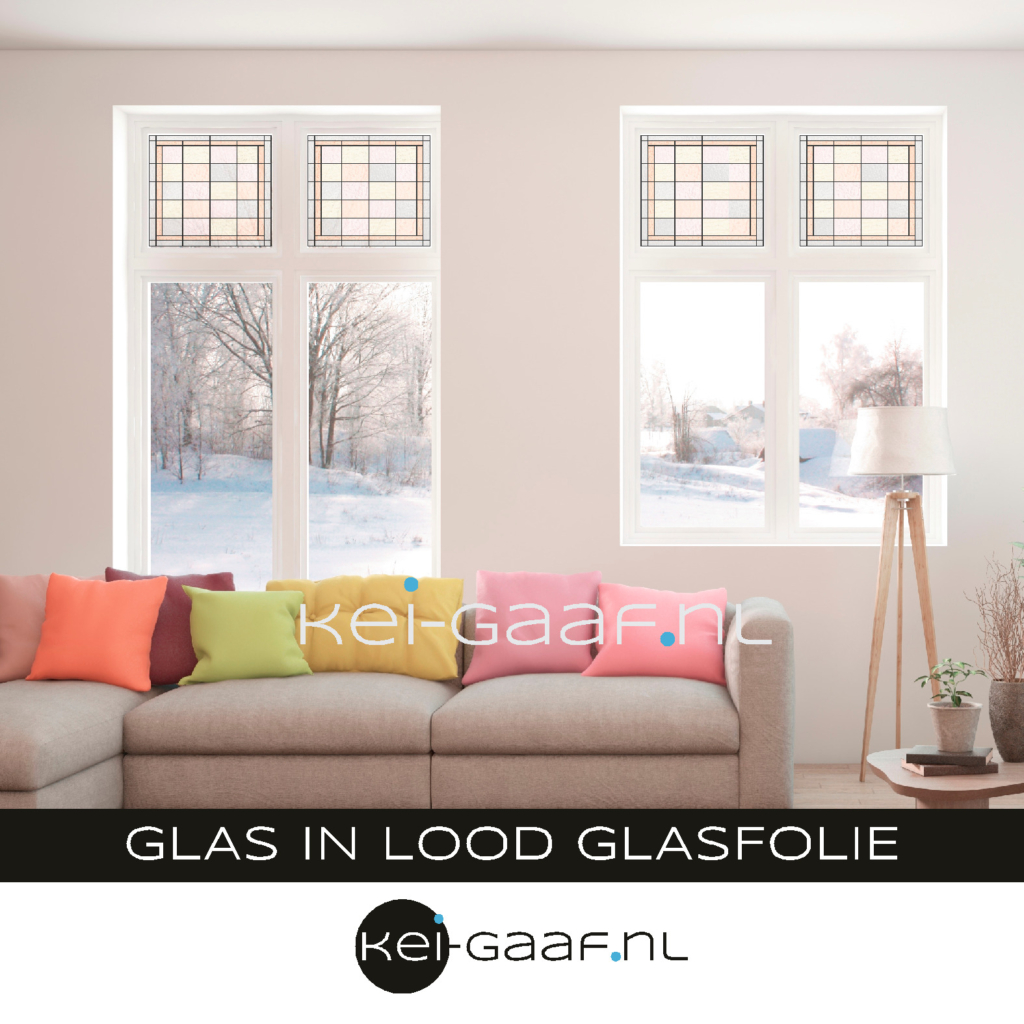 Raamfolie glas in lood bovenraam