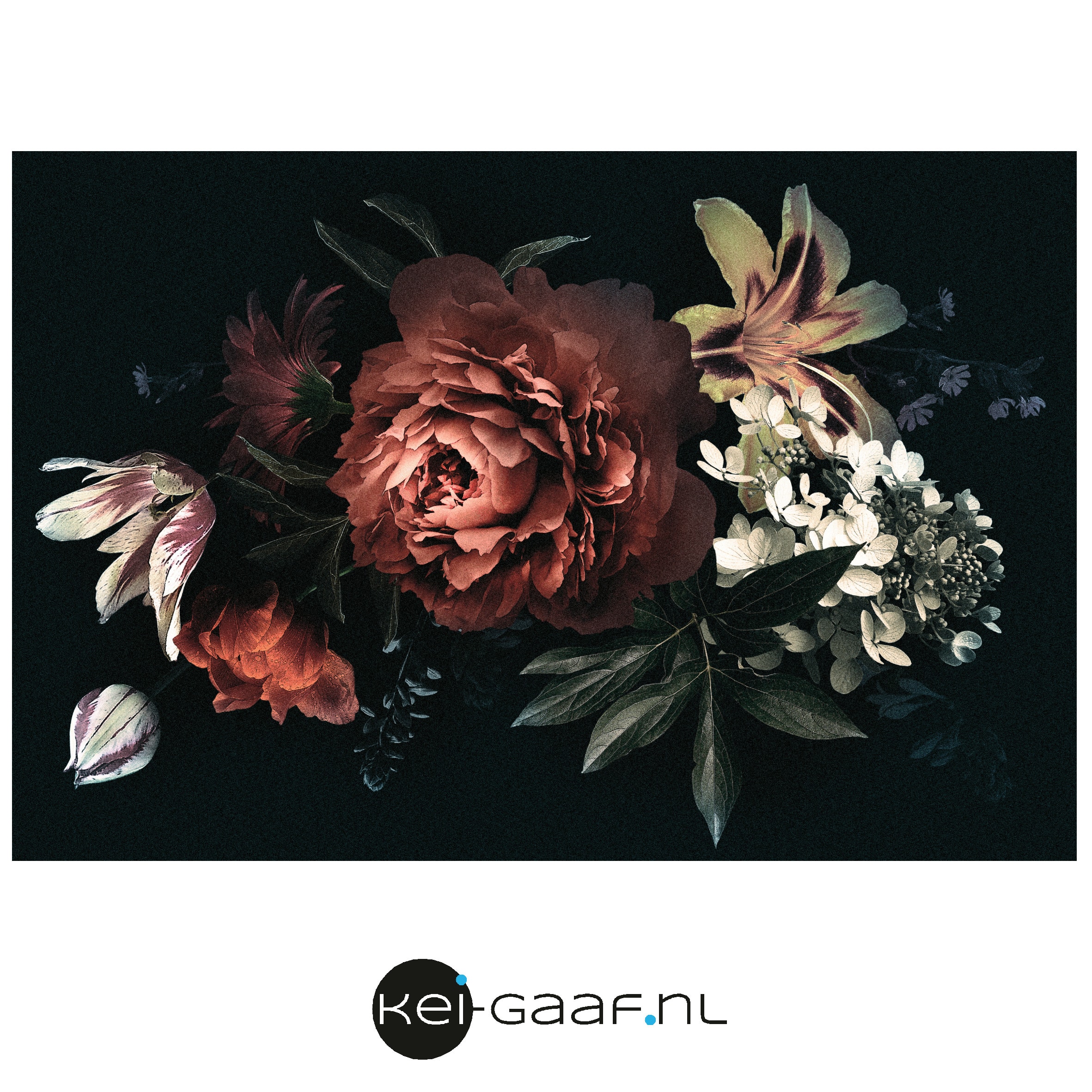 Voordracht druk opmerking Muursticker canvas vintage bloemen - kei gaaf