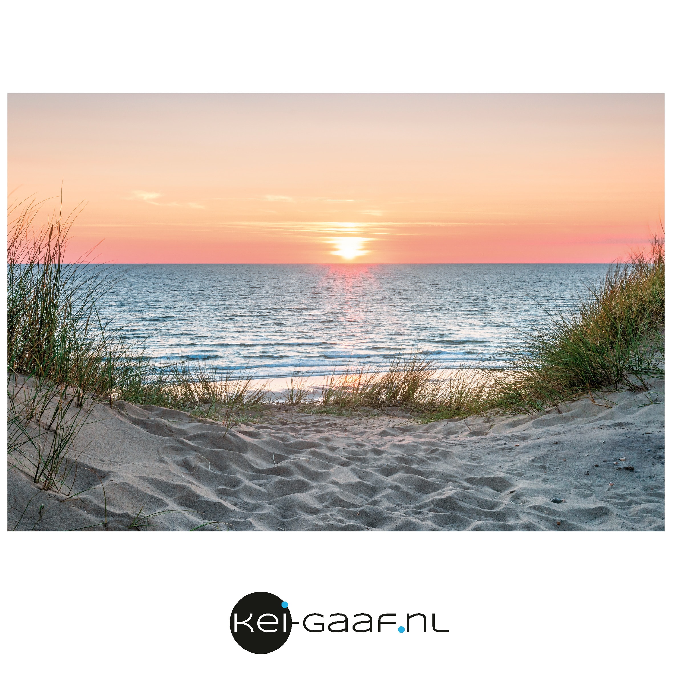 campagne kooi krom Muursticker canvas zee zonsondergang - kei gaaf