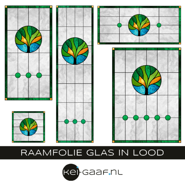 groen blauw glas in lood raamfolie op maat raam erker schuifdeur folie raamsticker