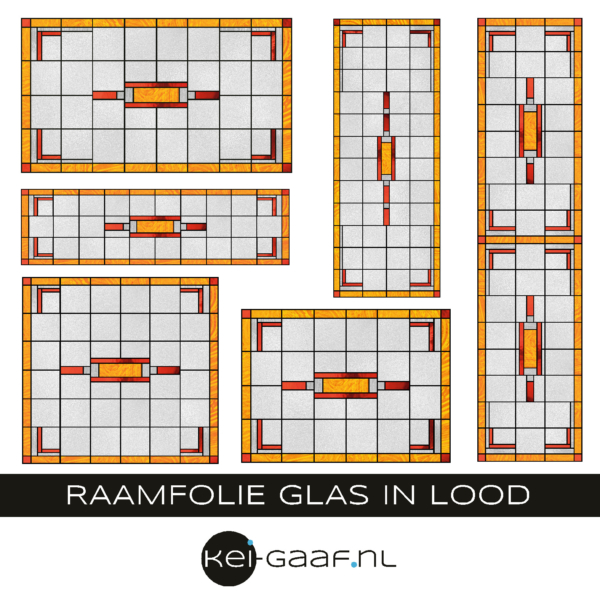 Geel rood glas in lood raamfolie folie op maat deur raam raamsticker