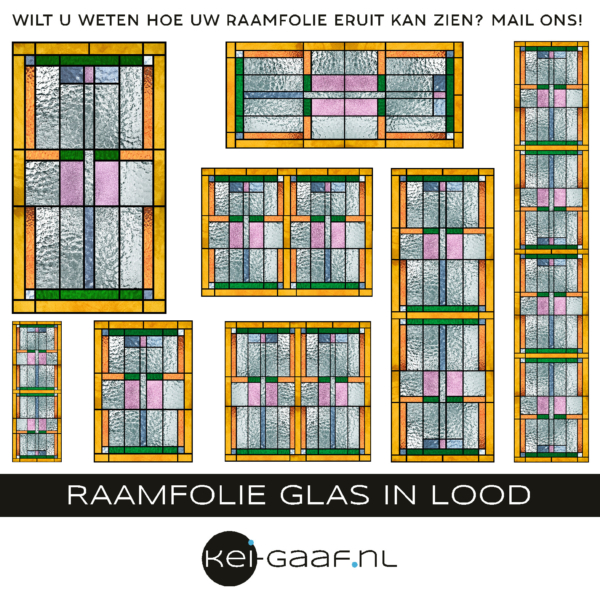 Raamsticker deur voordeur raam op maat gemaakt glas in lood