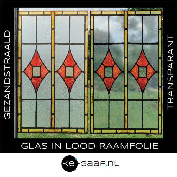 Glas in lood raamfolie op maat motief klassiek geel rood