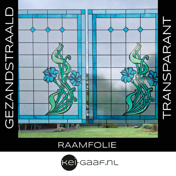 Glas in lood raamfolie modern blauwe bloem raam deur plakfolie