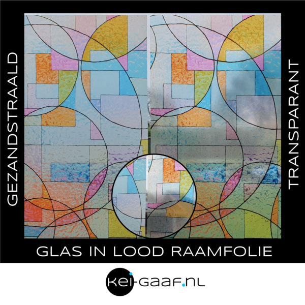 Raamfolie blauw roze geel oranje raamsticker deur raam op maat