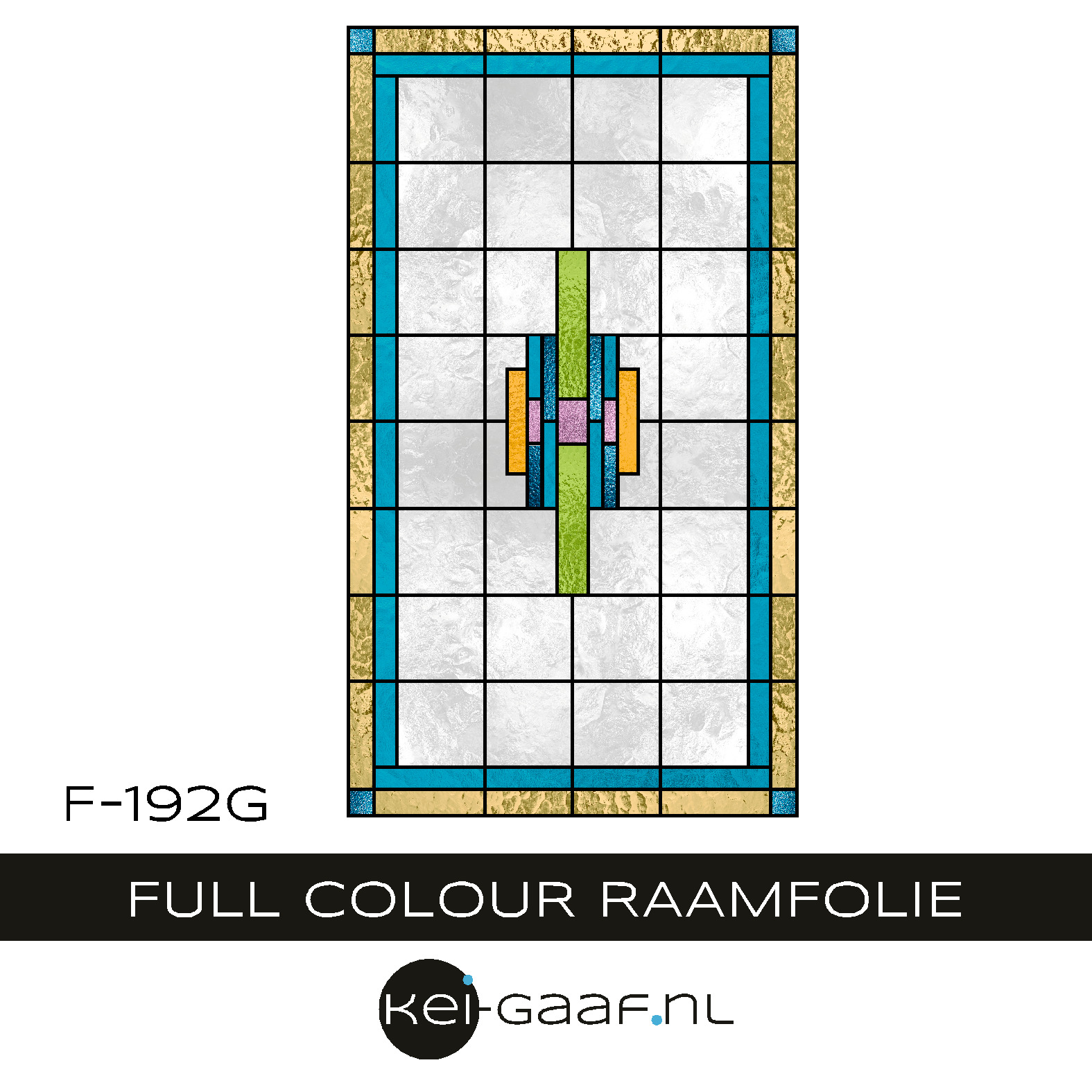 Raamfolie glas in lood geel blauw groen strak raamsticker ontwerp 192G Raamfolie glas in lood geel blauw groen strak raamsticker ontwerp 192G