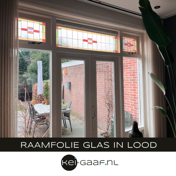 Glas in lood op maat ramen erker ramen raamfolie transparant rood groen geel folie