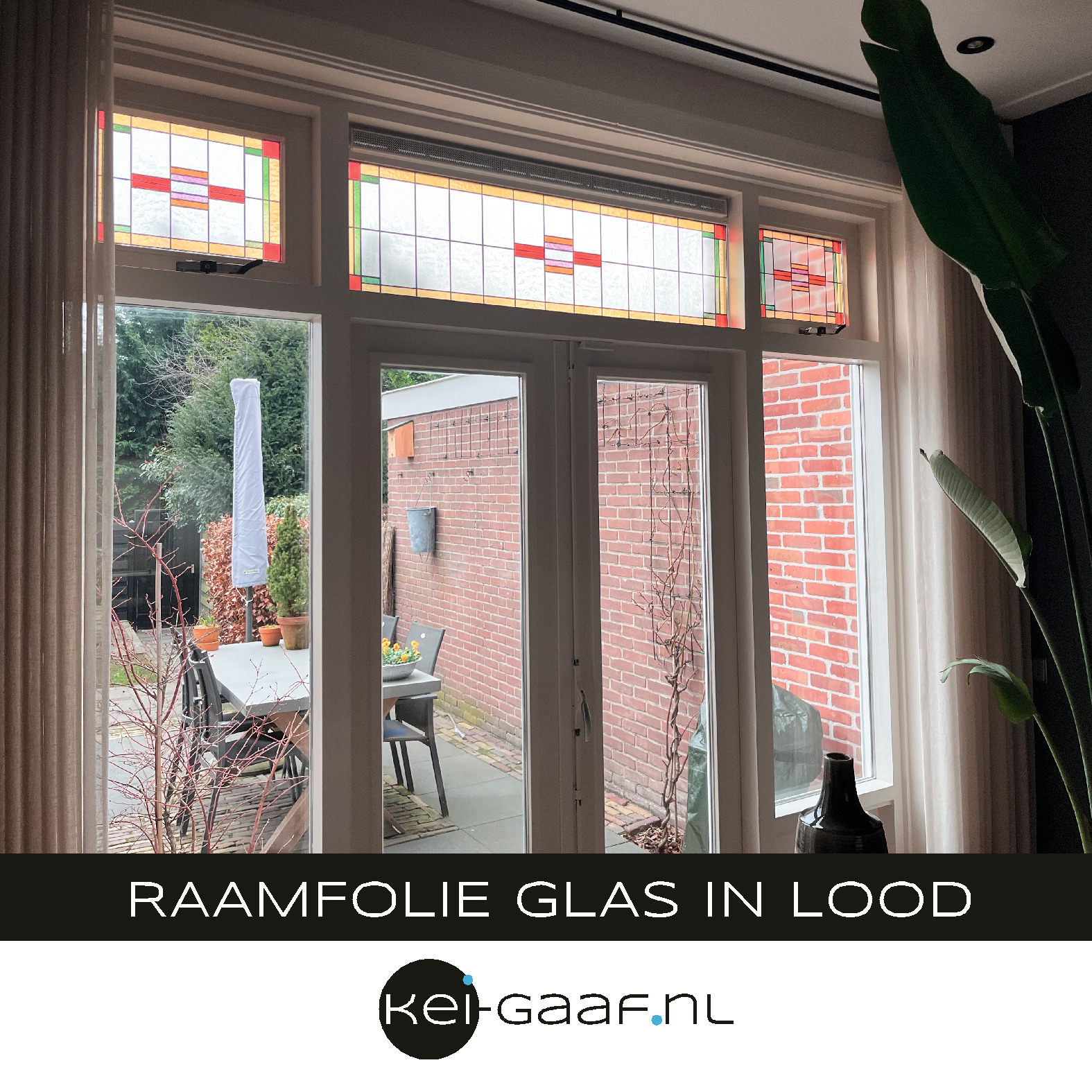 Raamsticker glas in lood erker ramen 
