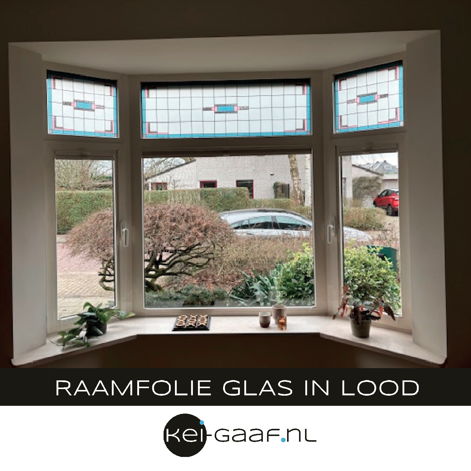 Raamsticker glas in lood erker ramen 